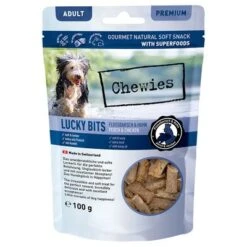 Chewies Lucky Bits - Pack Mixto -Mascota Tienda 044869 chw luckybits adult flussbarsch huhn 100g front 72dpi 1500px 8