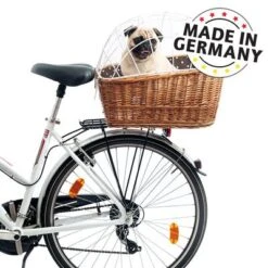 Cesta Para Bicicletas Aumüller Con Rejilla Para Portaequipajes -Mascota Tienda 161796 aumueller hunde fahrradkorb schutzgitte natur dog 56x36x44cm hs 04 8 9