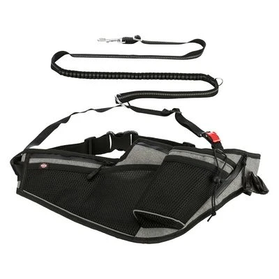 Correa De Jogging Con Cinturón Trixie Gris Y Negra Para Perros 4 Correa De Jogging Con Cinturón Trixie Gris Y Negra Para Perros - Imagen 2