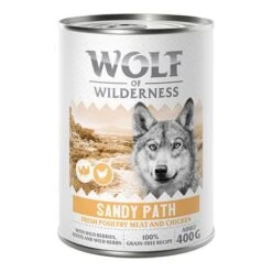 Wolf Of Wilderness Expedition 6 X 400 G -Mascota Tienda 2309 wow poultry based sandy path 400g front 1000x1000 7