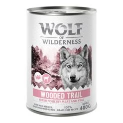 Wolf Of Wilderness Expedition 6 X 400 G -Mascota Tienda 2309 wow poultry based wooded trail 400g front 1000x1000 8
