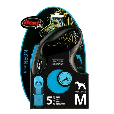 Correa Extensible Flexi New Neon Azul Con Cinta De 5 M - Imagen 8