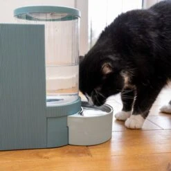 TIAKI Tolva Para Pienso Y Agua, Azul Claro Para Mascotas -Mascota Tienda 302496 duo napf mit katze fg 1028 7