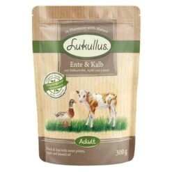 Lukullus Sin Cereales En Bolsitas 24 X 300 G - Pack Ahorro -Mascota Tienda 742635 lukullus frischebeutel entekalb 6 x 300 g 1000x1000 6 1