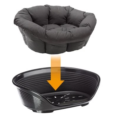 Set Cesta De Plástico Ferplast Siesta Deluxe Negra Con Funda Antracita 4 Set Cesta De Plástico Ferplast Siesta Deluxe Negra Con Funda Antracita - Imagen 2